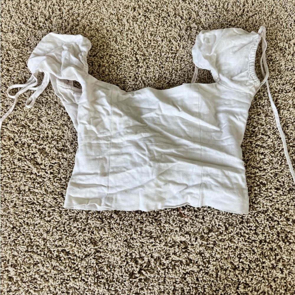 Free People White Puff Sleeve Top